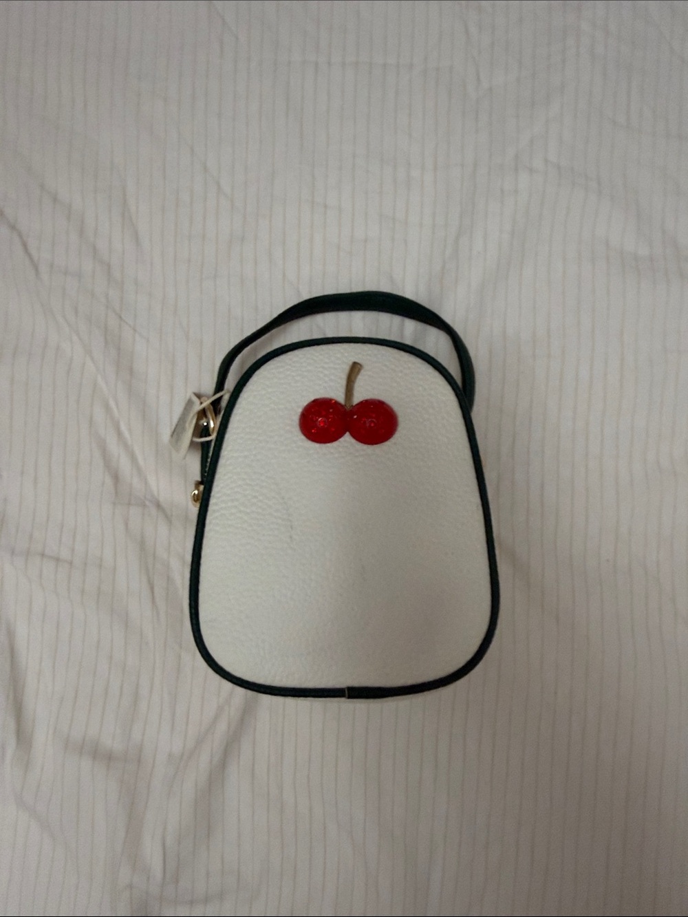 White Cherry Accent Crossbody Bag